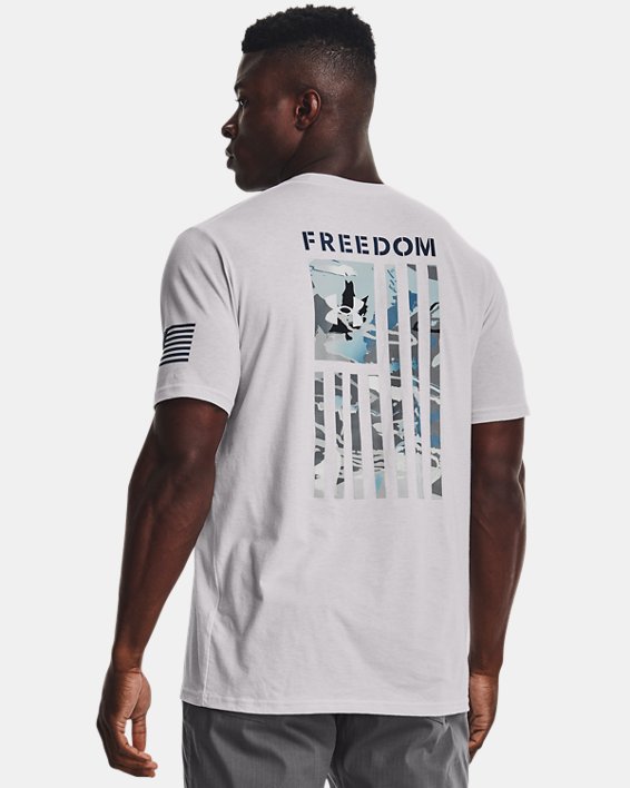 Men's UA Freedom Flag Camo T-Shirt, Gray, pdpMainDesktop image number 0